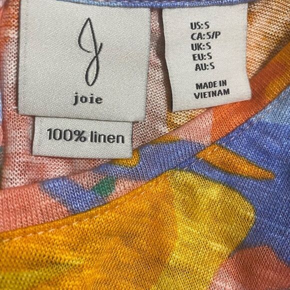 Linen Joie SZ S Peachy Tropical Print Breezy Top Button Down Back Oversized - Picture 9 of 11